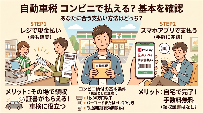自動車税はコンビニで払える？コンビニ納付の基本を確認