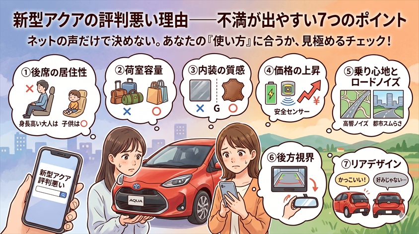 新型アクアの「評判悪い」理由——不満が出やすい7つのポイント