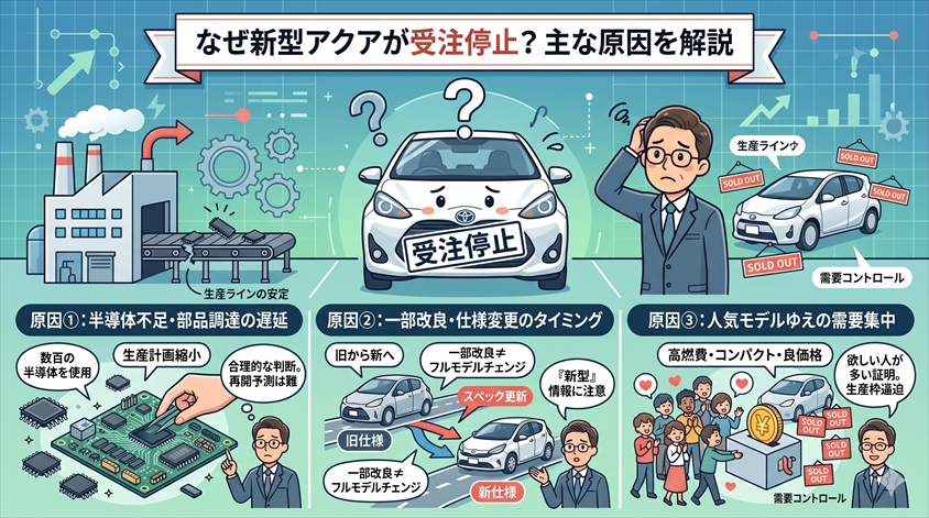 なぜ新型アクアが受注停止になるのか？主な原因を解説