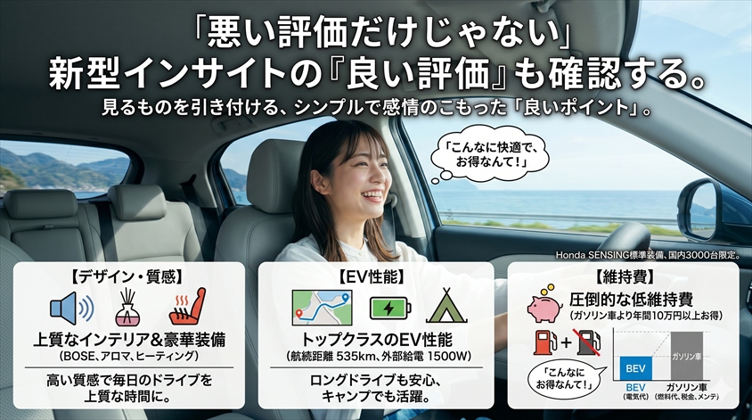 悪い評価だけじゃない｜新型インサイトの「良い評価」も確認する