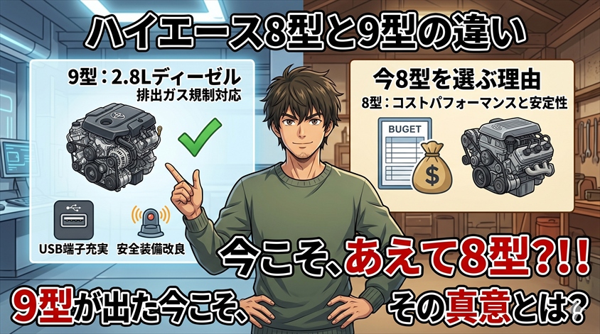 ハイエース8型と9型の違い|今8型を選ぶ理由