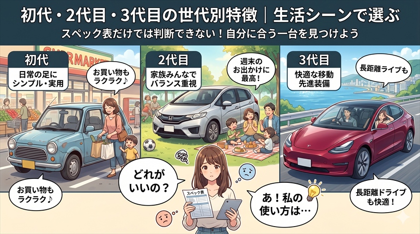 初代・2代目・3代目の世代別特徴|生活シーンで選ぶ