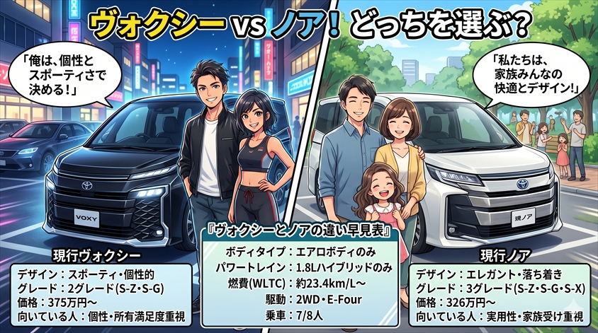 ヴォクシーとノアの違い早見表
