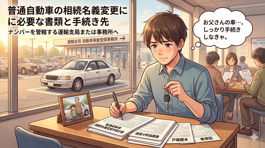 普通自動車の相続名義変更に必要な書類と手続き先