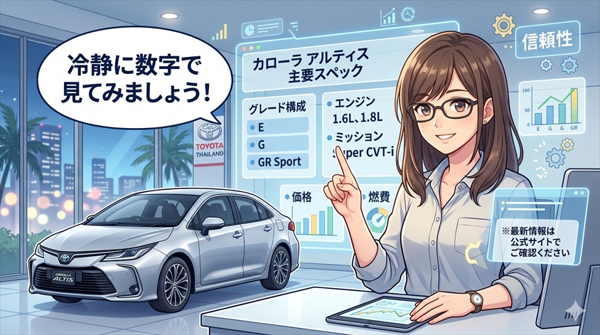 カローラアルティスの主要スペックとグレード構成