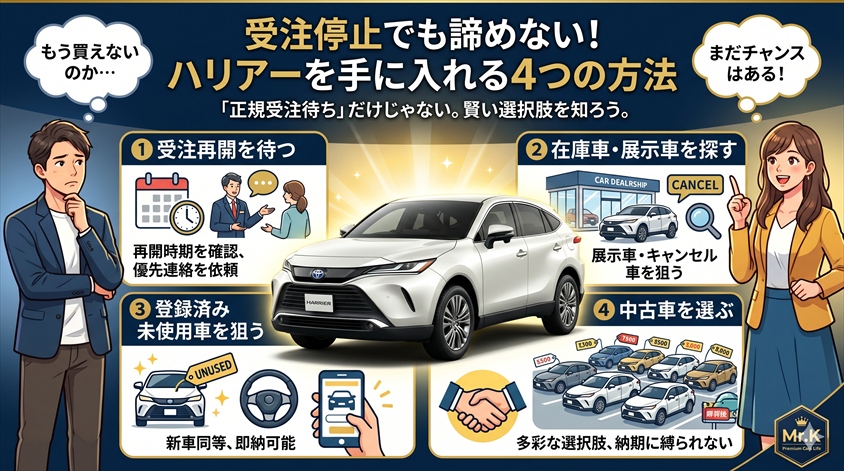 受注停止でもハリアーを手に入れる4つの方法