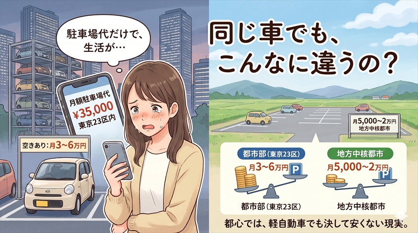 駐車場代は「都市部か地方か」で月額が大きく変わる