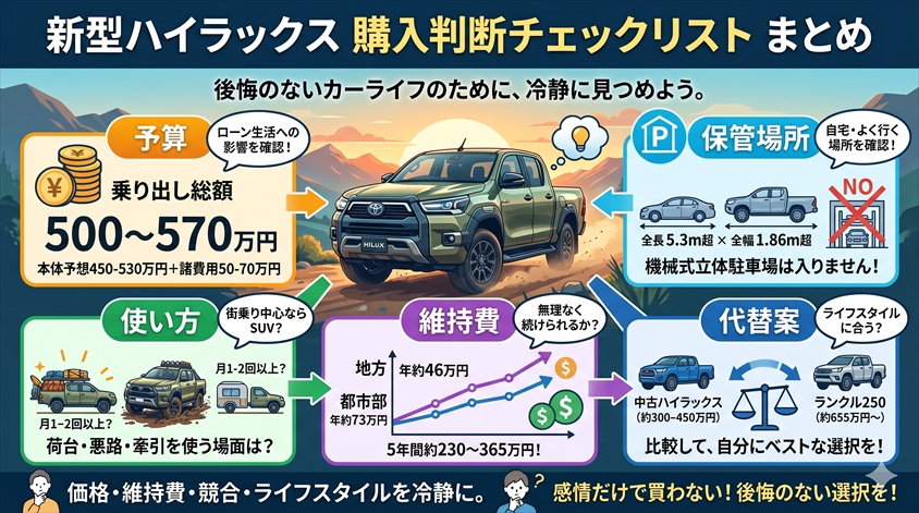 まとめ｜新型ハイラックスを買うべきか？判断のチェックリスト