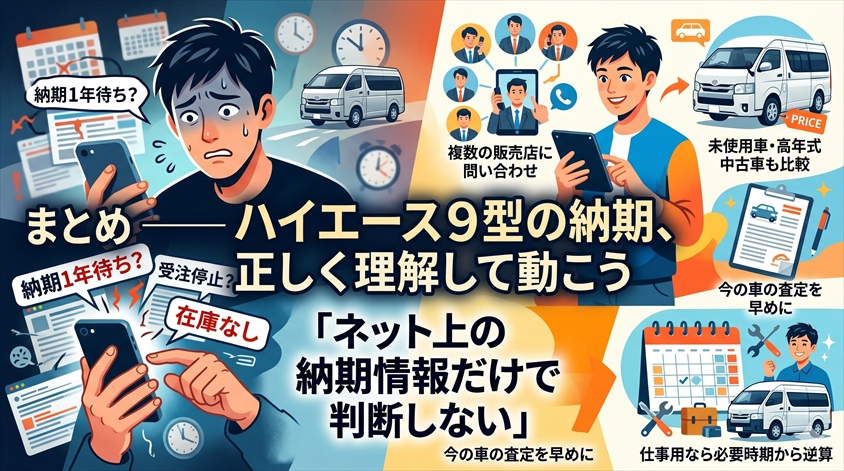 まとめ──ハイエース9型の納期、正しく理解して動こう