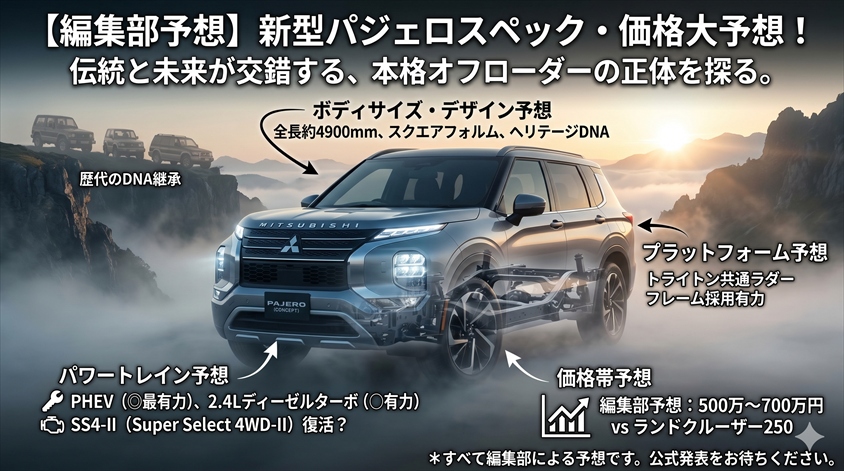 新型パジェロとみられる車のスペック予想【編集部予想】