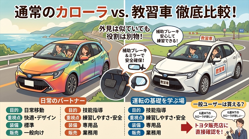 通常のカローラと教習車版、何が違うのか