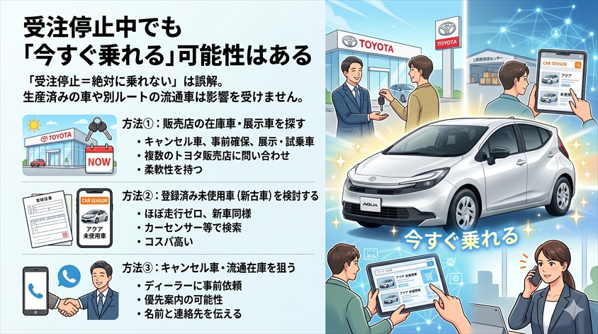 受注停止中でも「今すぐ乗れる」可能性はある