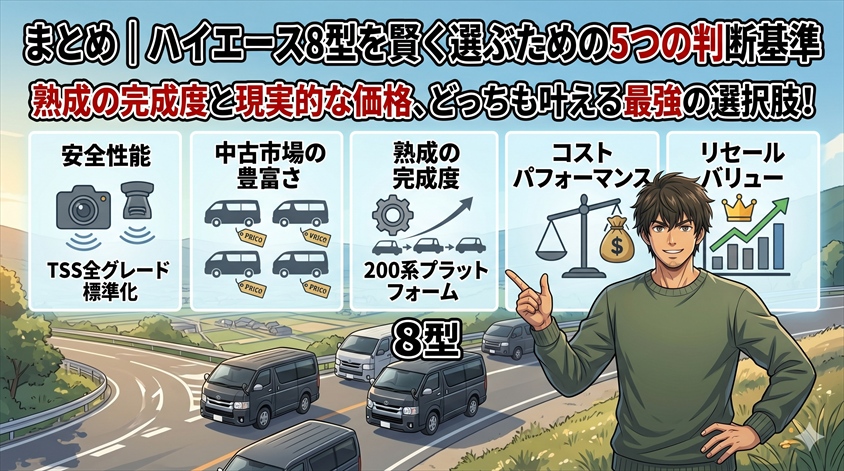 まとめ|ハイエース8型を賢く選ぶための5つの判断基準