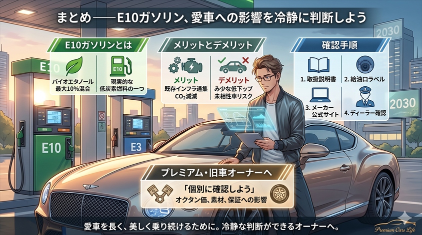 まとめ——E10ガソリン、愛車への影響を冷静に判断しよう