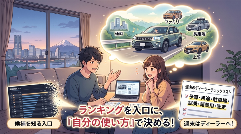 まとめ｜2026年の車選びはランキングを入口に「自分の使い方」で決める