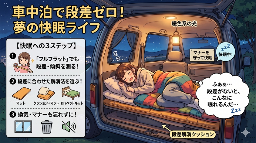 まとめ——段差を測り、方法を選び、快眠の車中泊を実現する