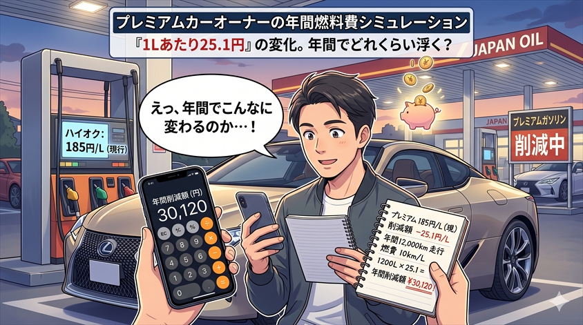 プレミアムカーオーナーの年間燃料費シミュレーション