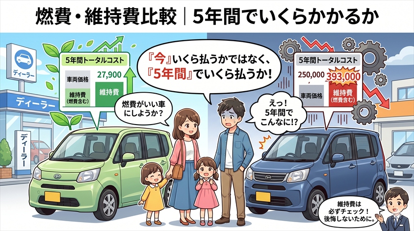 燃費・維持費比較|5年間でいくらかかるか