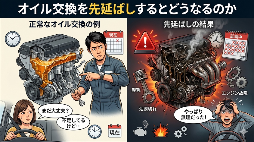 オイル交換を先延ばしするとどうなるのか