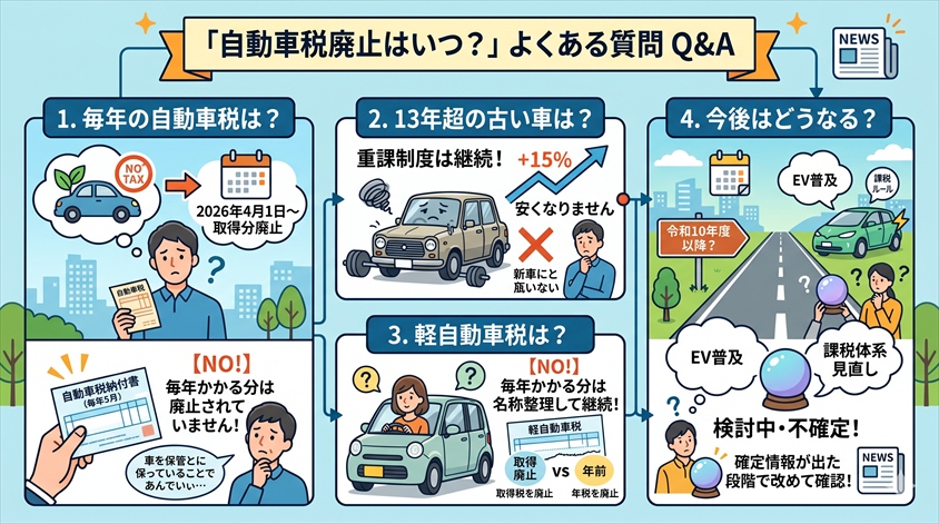 自動車税廃止はいつ？についてのよくある質問（Q&A）