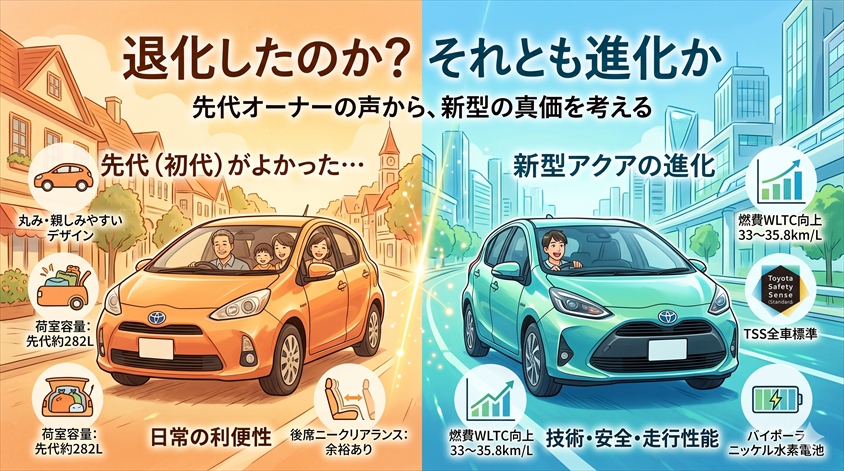 先代アクア（初代）との比較——退化したのか？それとも進化か