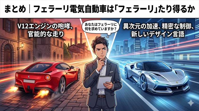 まとめ｜フェラーリ電気自動車は「フェラーリ」たり得るか