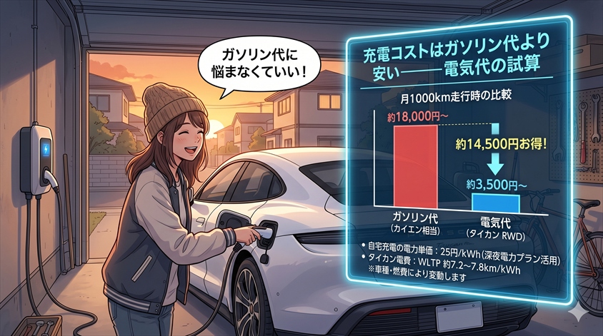 充電コストはガソリン代より安い——電気代の試算