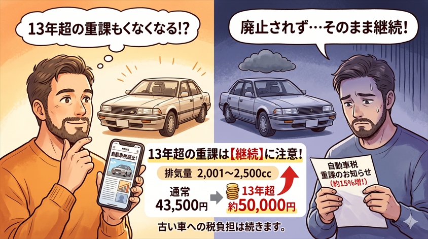 13年超の重課は廃止ではなく継続に注意