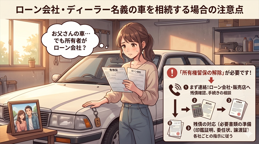 ローン会社・ディーラー名義の車を相続する場合の注意点