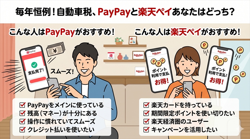 こんな人はPayPayがおすすめ・こんな人は楽天ペイがおすすめ