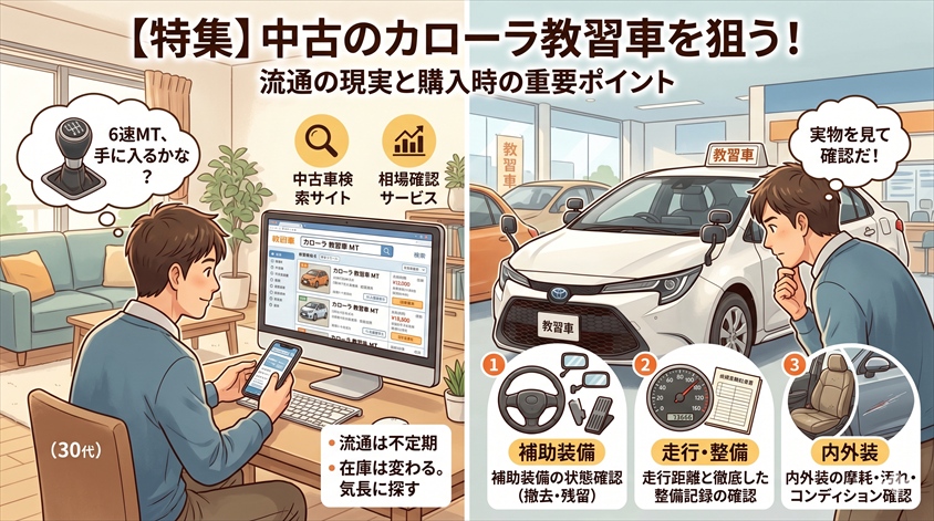 カローラ教習車の中古市場と流通の注意点