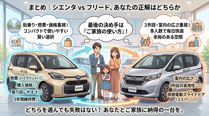 まとめ|シエンタ vs フリード、あなたの正解はどちらか