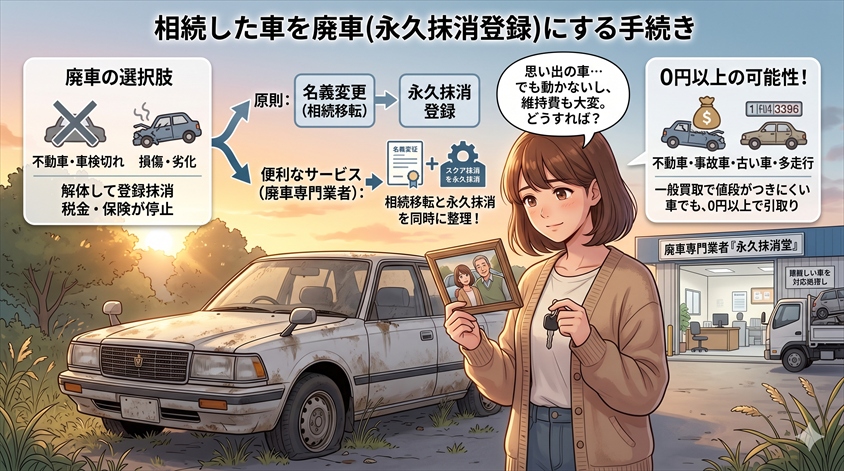 相続した車を廃車(永久抹消登録)にする場合の手続き