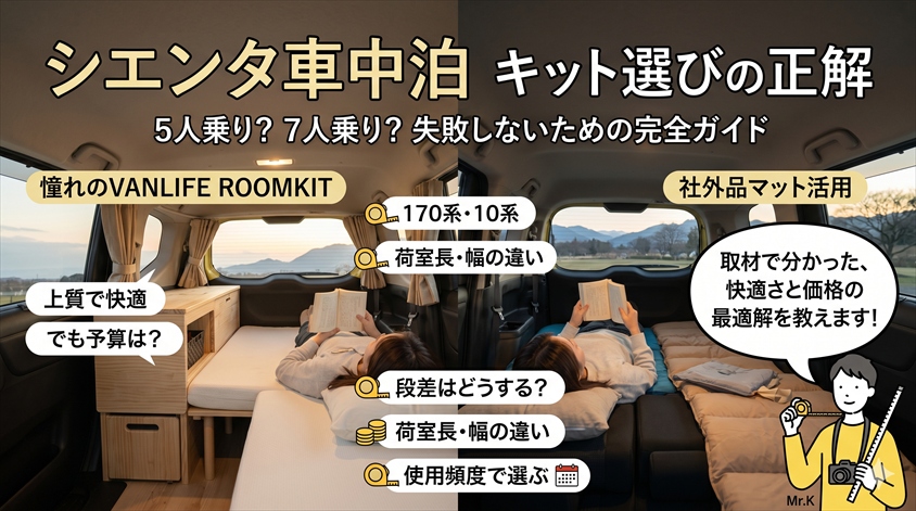 シエンタ（170系・10系）の車中泊キット選びガイド