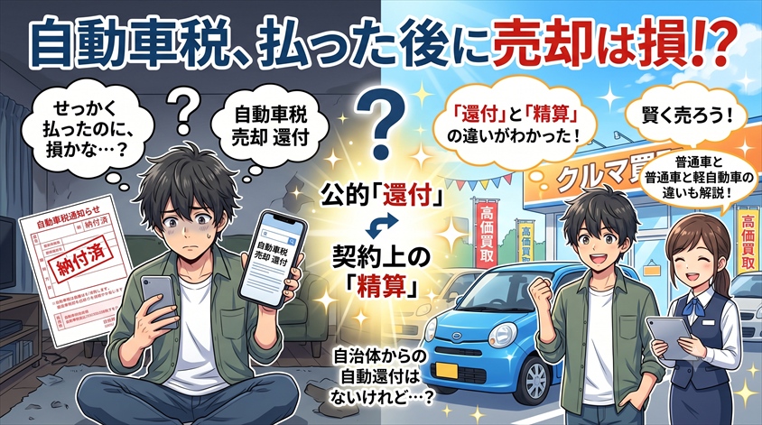 自動車税を払った後に売却すると損？還付と精算の違いを徹底解説