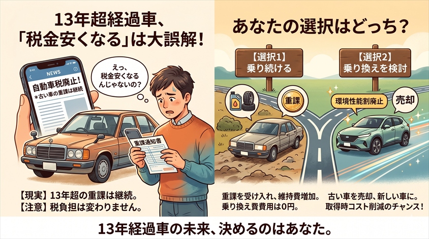 13年経過車の税金が安くなるわけではない
