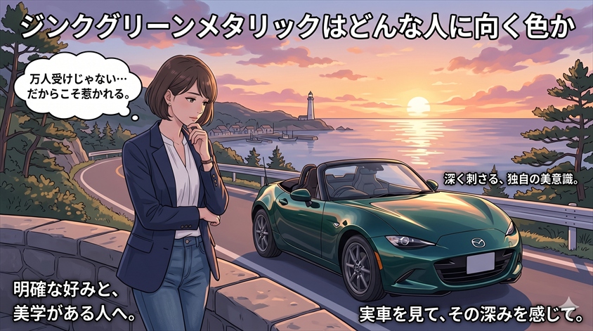 ジンクグリーンメタリックはどんな人に向く色か