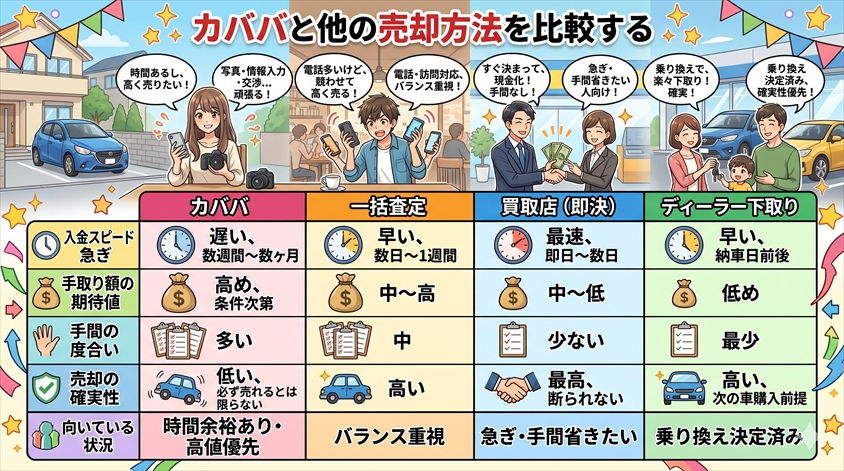 カババと他の売却方法を比較する