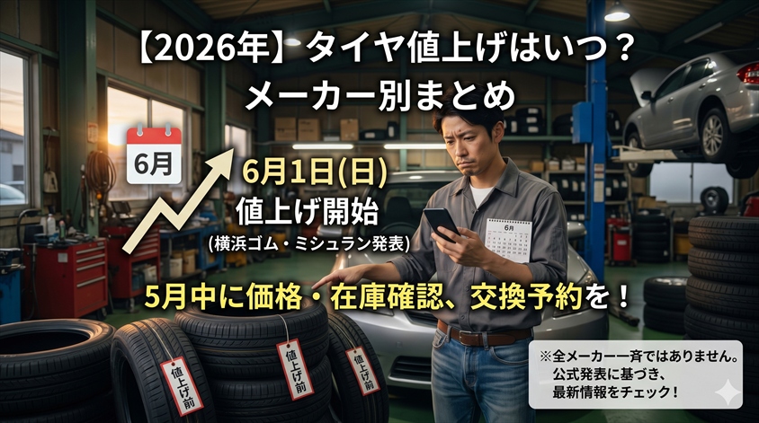 2026年のタイヤ値上げはいつから？メーカー別まとめ