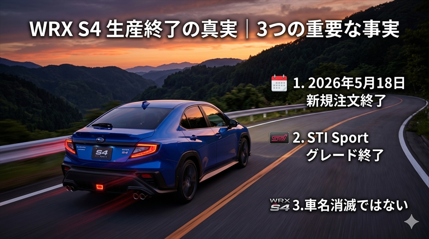WRX S4生産終了の結論｜まず読者が知るべき3つの事実