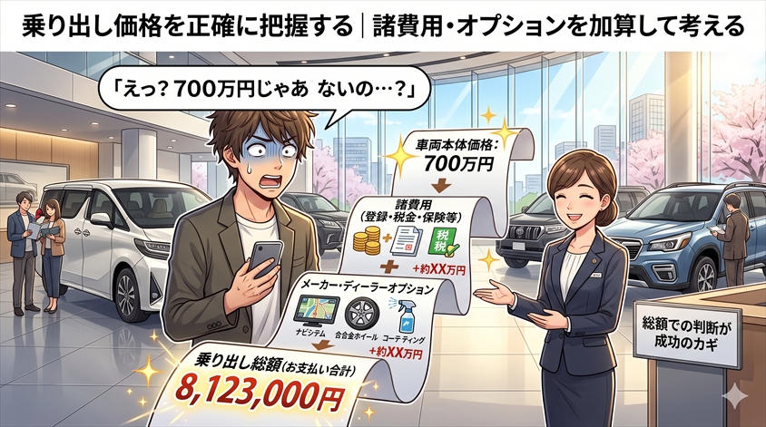 乗り出し価格を正確に把握する│諸費用・オプションを加算して考える