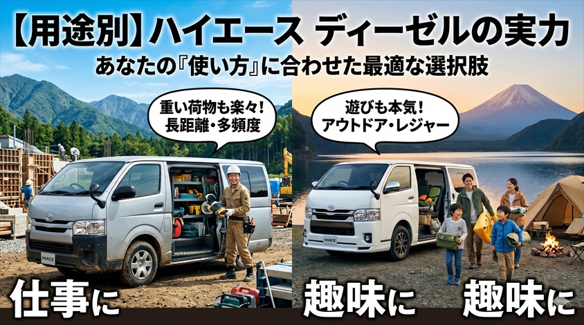 用途別チェック｜ハイエース ディーゼルはこの使い方に向いている