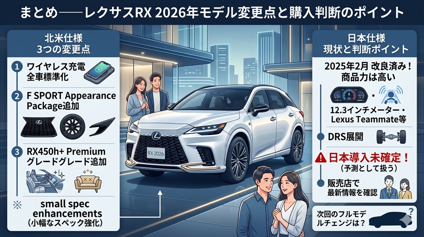 まとめ——レクサスRX 2026年モデル変更点と購入判断のポイント