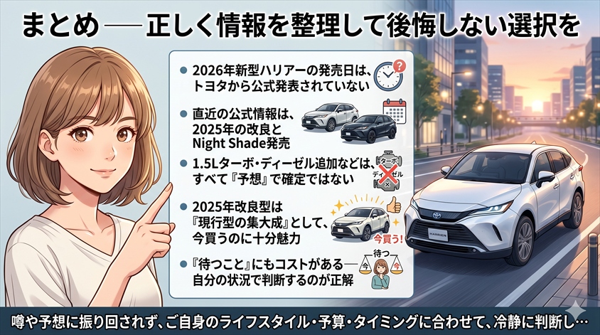 まとめ──正しく情報を整理して後悔しない選択を