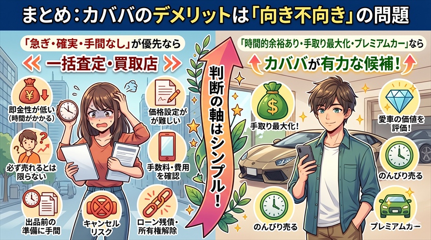 まとめ：カババのデメリットは「向き不向き」の問題