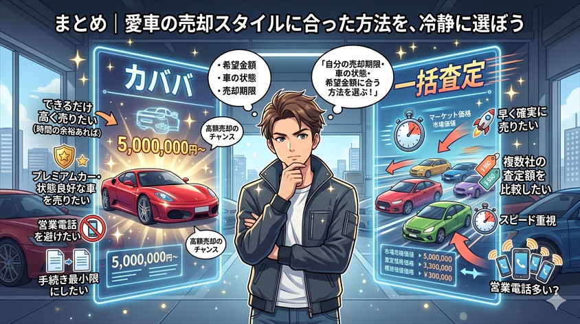 まとめ|愛車の売却スタイルに合った方法を、冷静に選ぼう