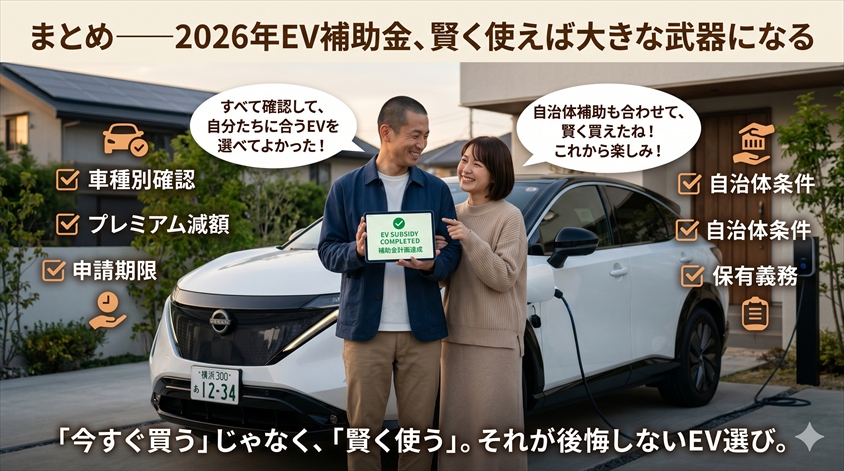 まとめ——2026年EV補助金、賢く使えば大きな武器になる