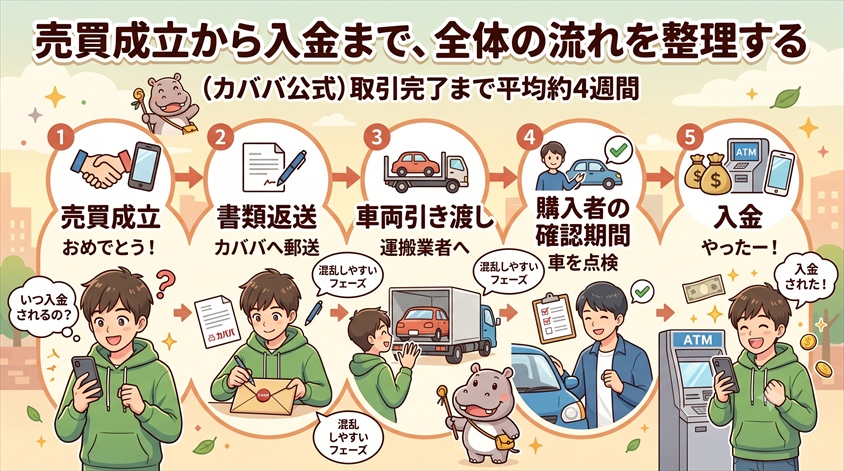 売買成立から入金まで、全体の流れを整理する