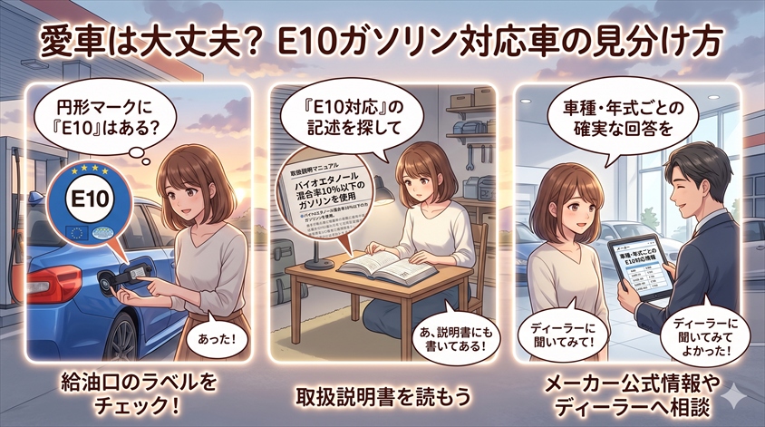 E10対応車・非対応車の見分け方
