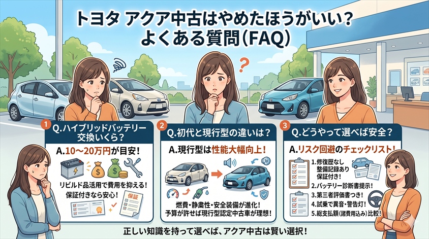 トヨタ アクア中古はやめたほうがいい？についてのよくある質問